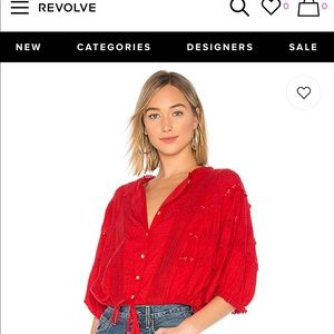 NWT Tularosa Red Embroidered Blouse